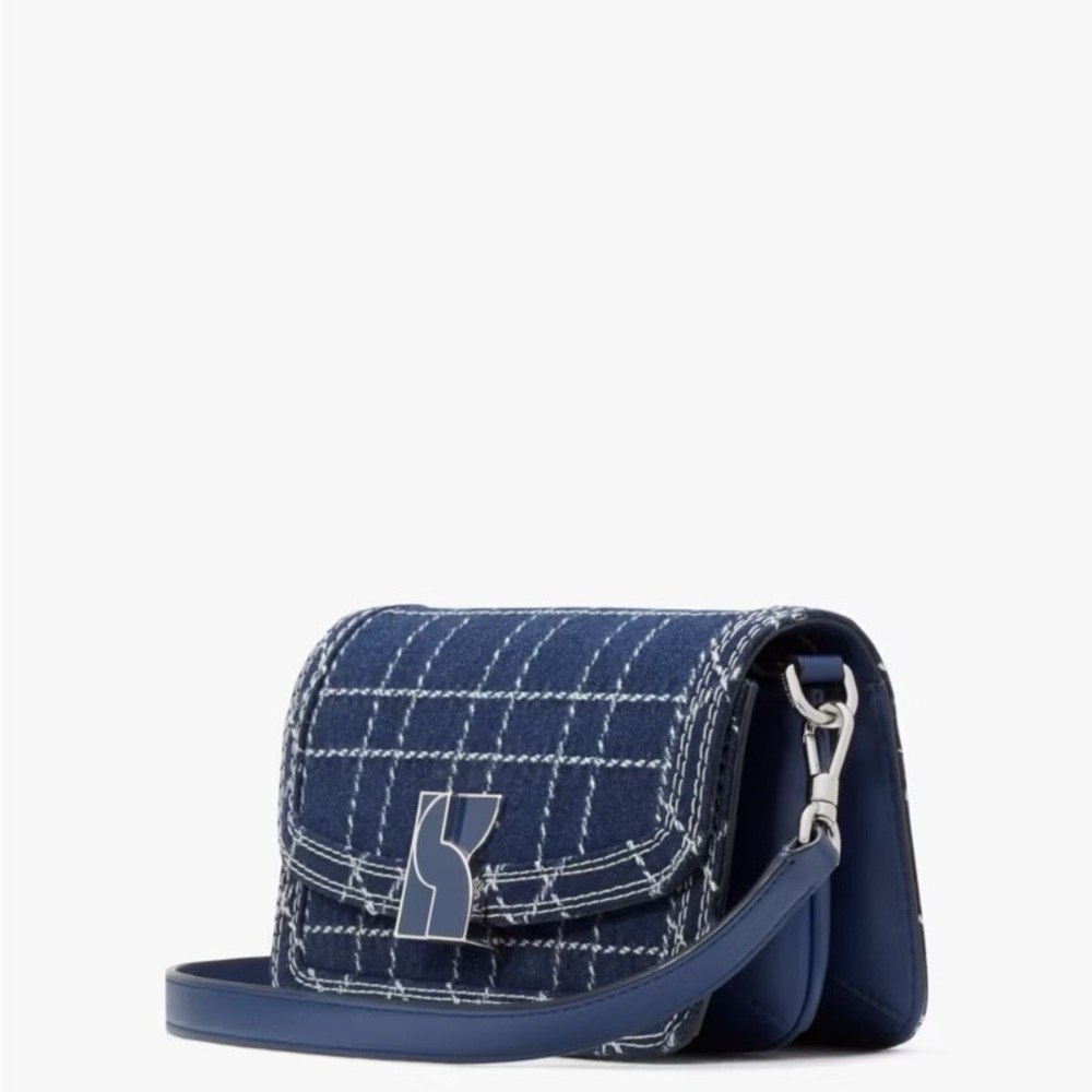 Kate Spade Dakota DenimNavy Checkered Crossbody Bag (NWT)